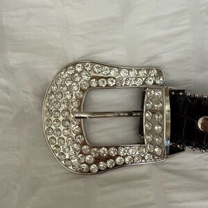 Rhinestone Embellished Black Belt